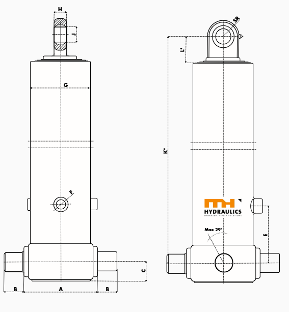 MH Tipping Cylinder MHE129-3-3420