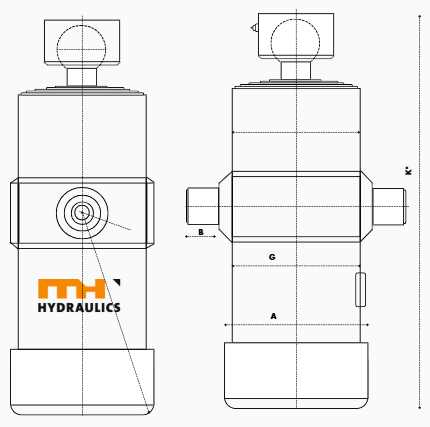 MH Tipping Cylinder MHU129-5-1280